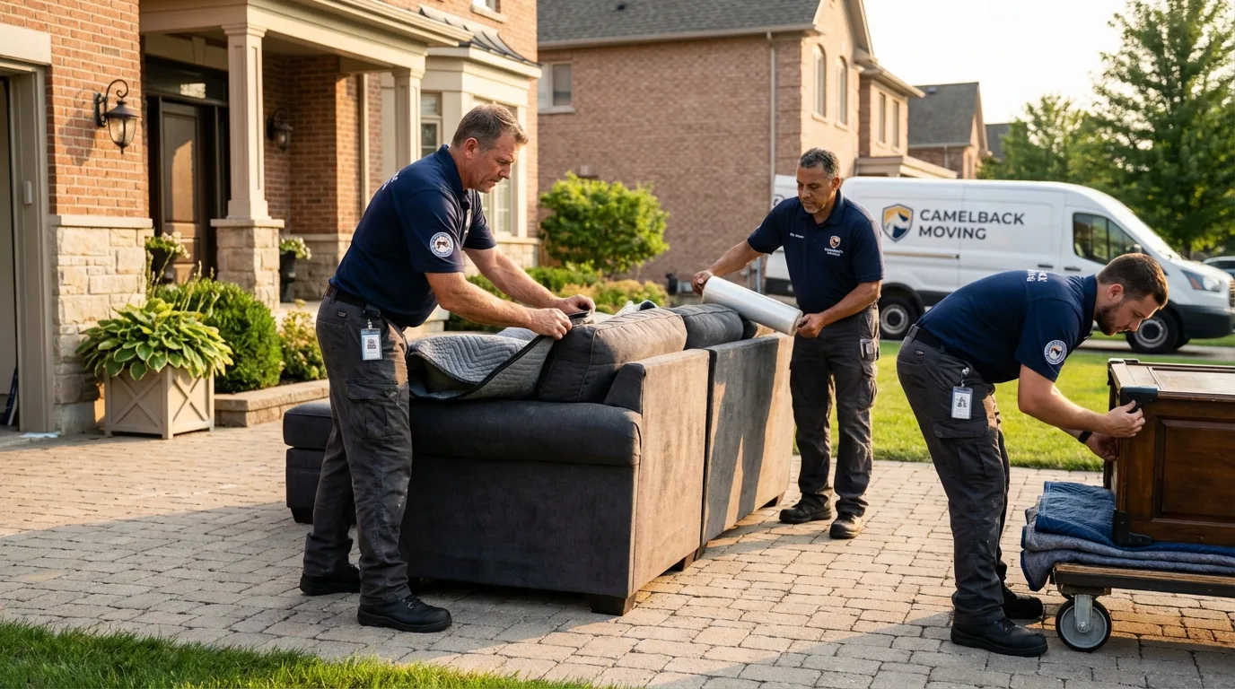 Large estate moving crew wrapping furniture in Streetsboro, OH