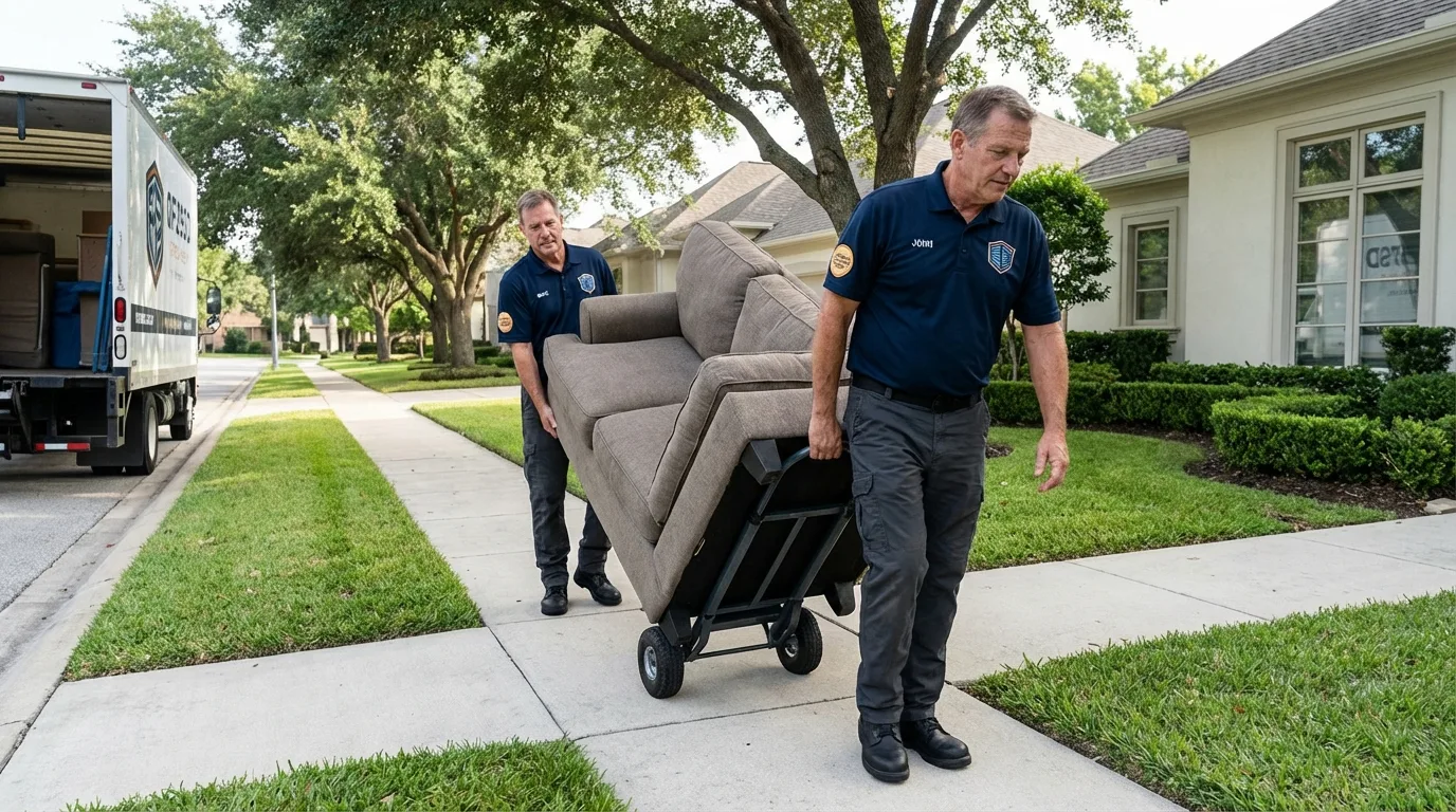 Local residential moving crew loading furniture in Streetsboro, OH